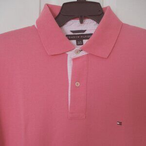 Tommy Hilfiger Mens S/S Pink Cotton Golf Polo Shirt - Size XL